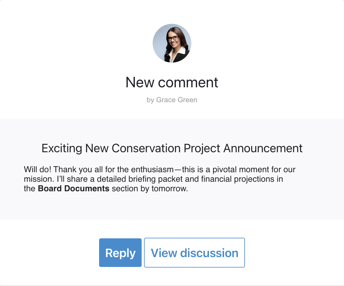 Notify members when a new discussion or comment is added